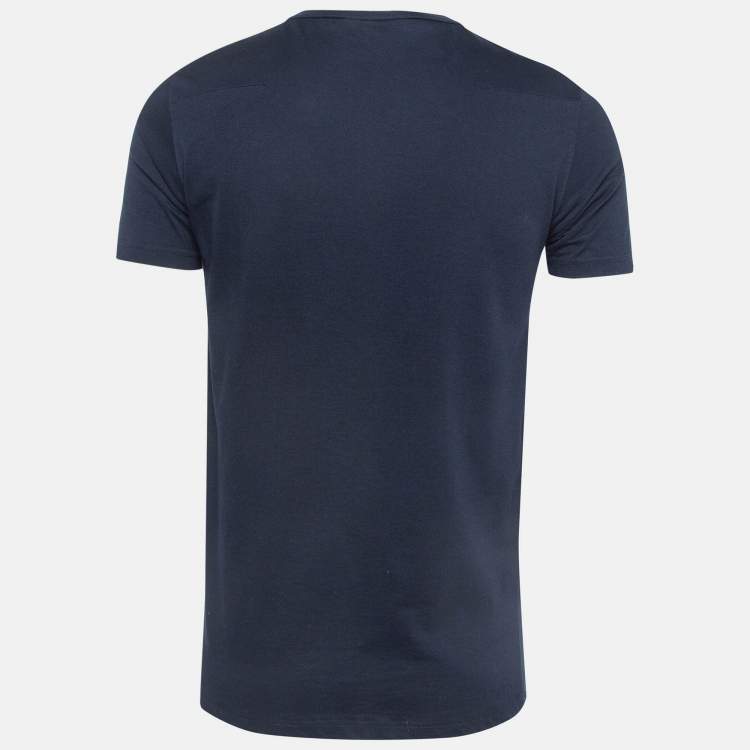 Dior Homme Navy Blue Cotton Jersey V-Neck T-Shirt XS Dior