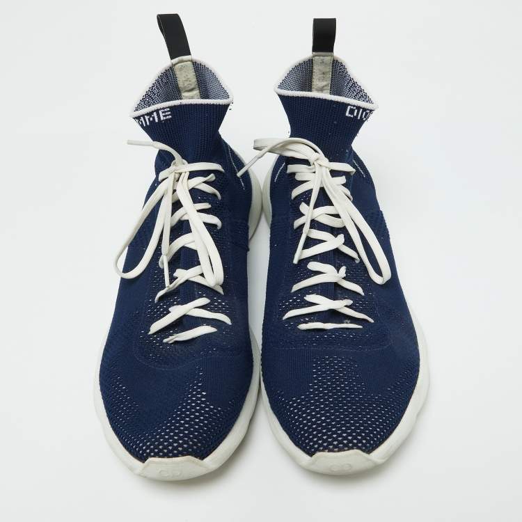 Pre Owned Dior Homme Blue Knit Fabric B21 Sock Sneakers Size 41