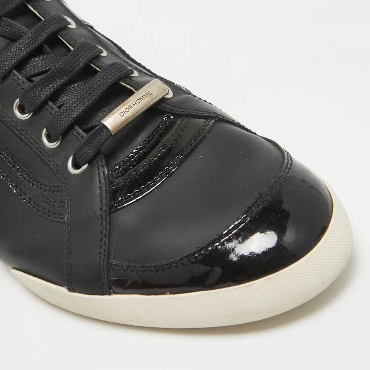 Pre Owned Dior Homme Black Patent and Leather Low Top Sneakers Size 43
