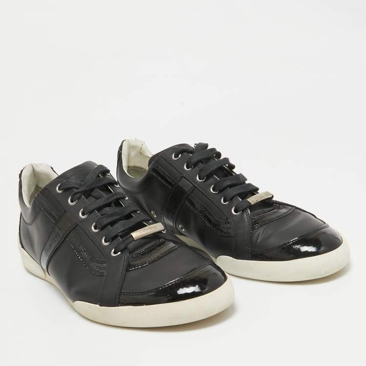 Pre Owned Dior Homme Black Patent and Leather Low Top Sneakers Size 43