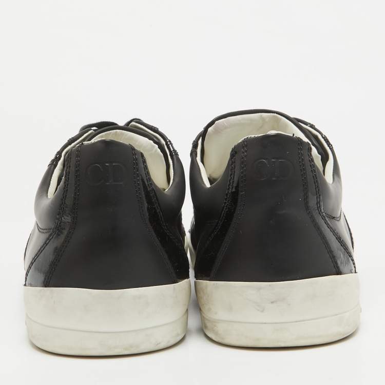 Pre Owned Dior Homme Black Patent and Leather Low Top Sneakers Size 43