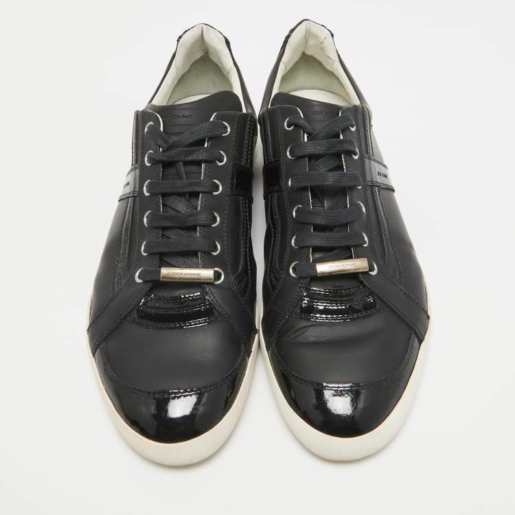 Pre Owned Dior Homme Black Patent and Leather Low Top Sneakers Size 43