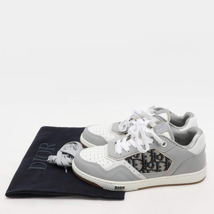 Pre Owned Dior Homme Grey Oblique Canvas and Leather B27 Low Top Sneakers Size 39
