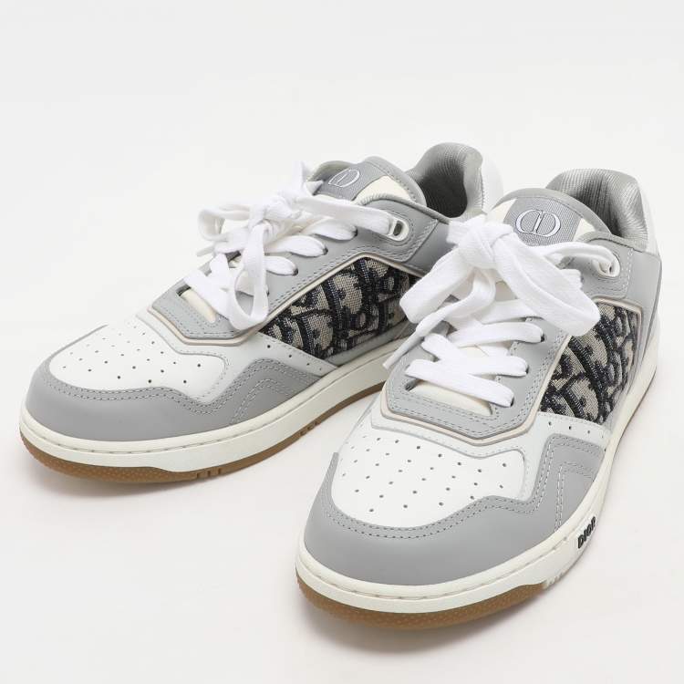 Pre Owned Dior Homme Grey Oblique Canvas and Leather B27 Low Top Sneakers Size 39