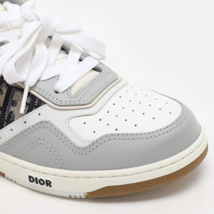 Pre Owned Dior Homme Grey Oblique Canvas and Leather B27 Low Top Sneakers Size 39