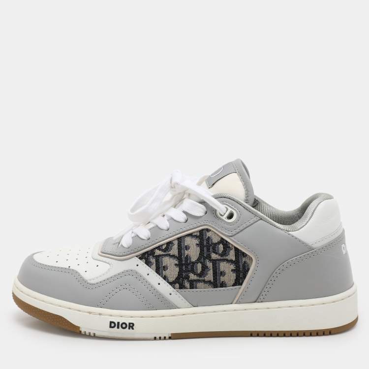 Pre Owned Dior Homme Grey Oblique Canvas and Leather B27 Low Top Sneakers Size 39