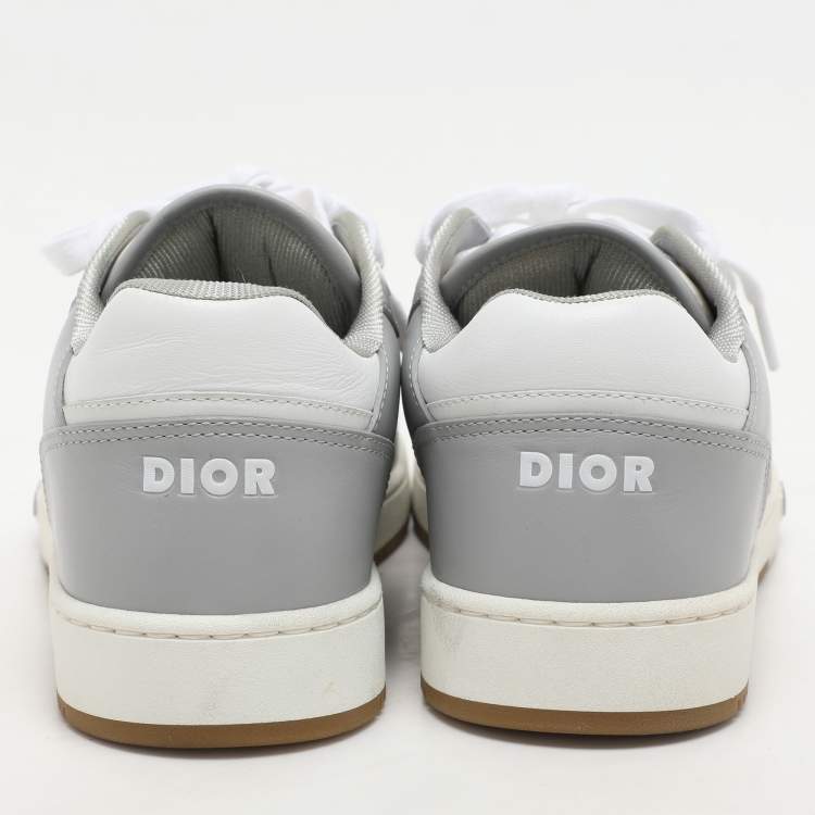 Pre Owned Dior Homme Grey Oblique Canvas and Leather B27 Low Top Sneakers Size 39