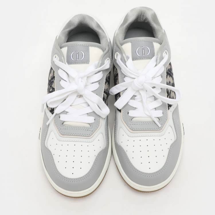 Pre Owned Dior Homme Grey Oblique Canvas and Leather B27 Low Top Sneakers Size 39