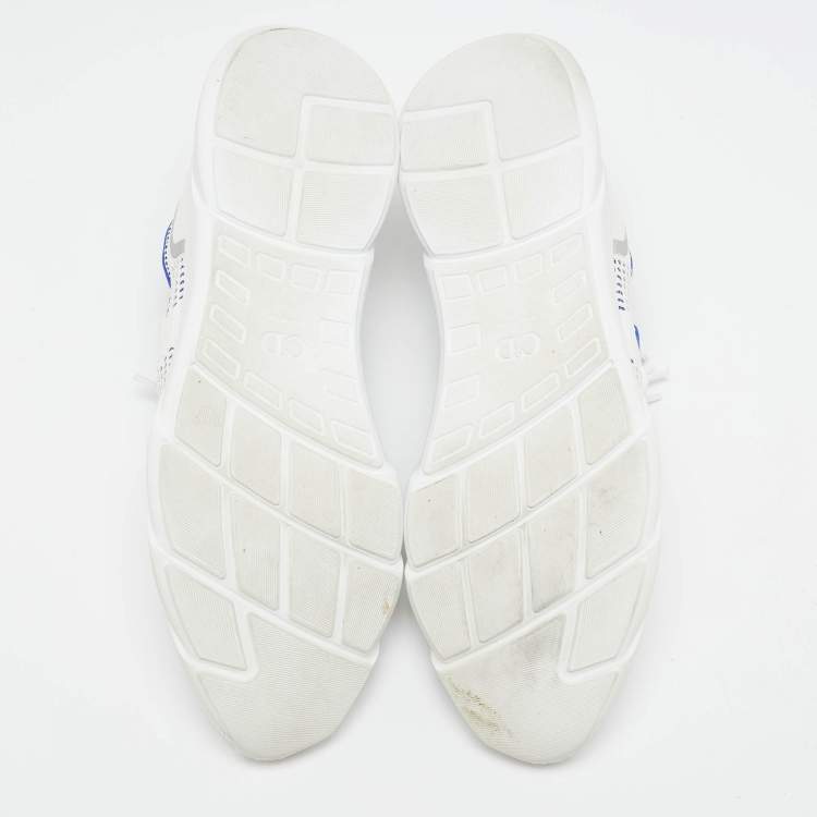 Pre Owned Dior Homme White/Blue Knit Fabric and Neoprene B21 Neo Sneakers Size 45