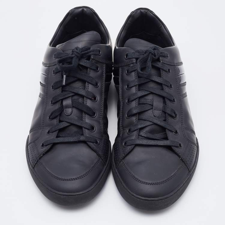 Pre Owned Dior Homme Black Patent and Leather Low Top Sneakers Size 42