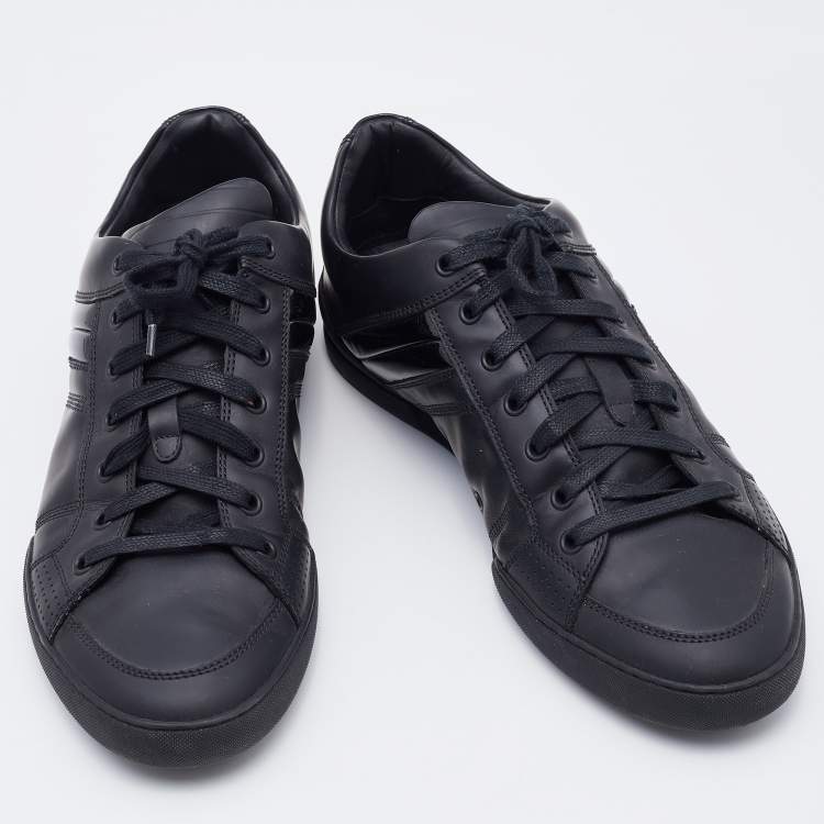 Pre Owned Dior Homme Black Patent and Leather Low Top Sneakers Size 42