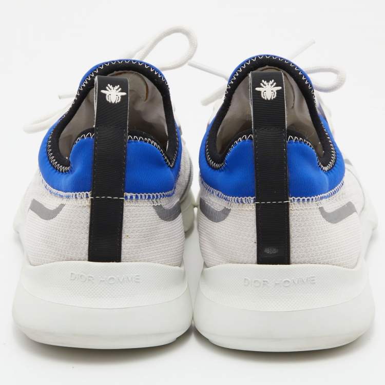 Pre Owned Dior Homme White/Blue Knit Fabric and Neoprene B21 Neo Sneakers Size 41