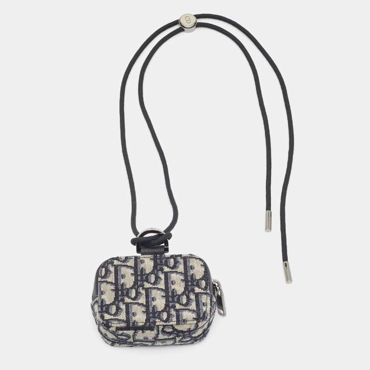 Pre Owned Dior Navy Blue Oblique Canvas Nano D-Touch Horizontal Pouch