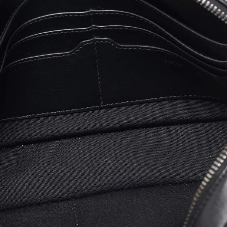 Pre Owned Dior Black CD Diamond Coated Canvas and Leather Toiletry Pouch