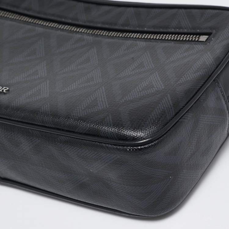 Pre Owned Dior Black CD Diamond Coated Canvas and Leather Toiletry Pouch