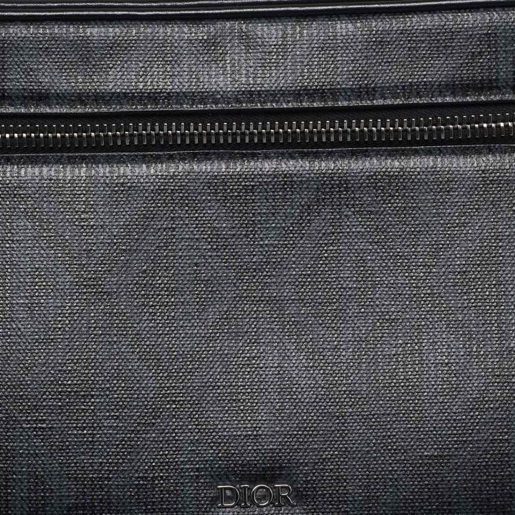 Pre Owned Dior Black CD Diamond Coated Canvas and Leather Toiletry Pouch
