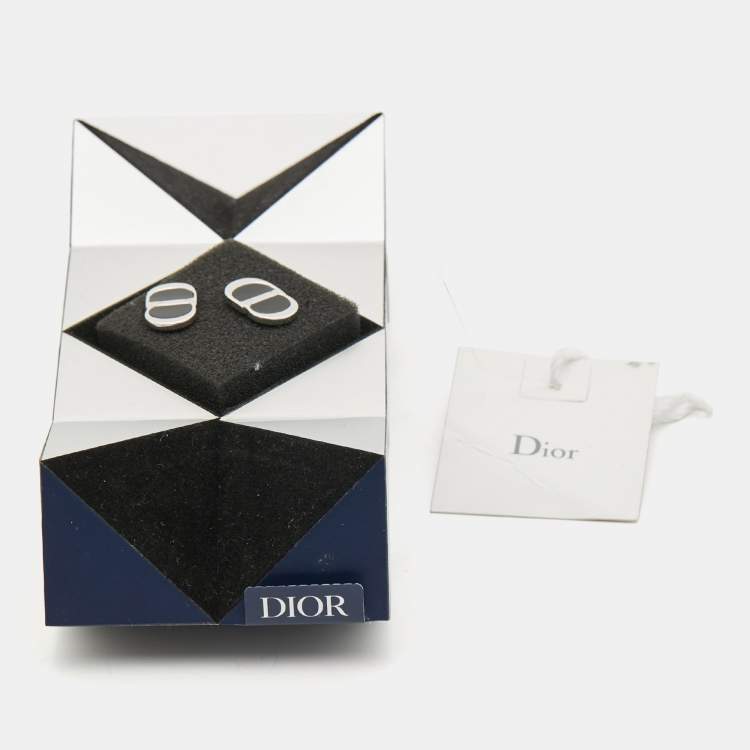 Pre Owned Dior CD Icon Resin Sterling Silver Cufflinks