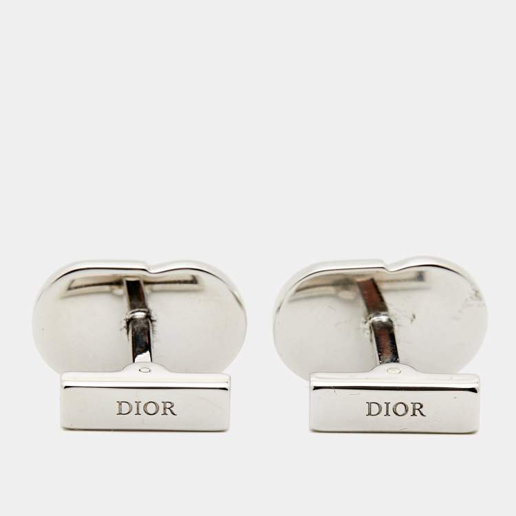 Pre Owned Dior CD Icon Resin Sterling Silver Cufflinks