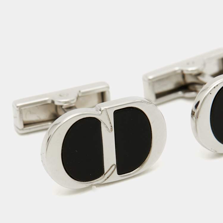 Pre Owned Dior CD Icon Resin Sterling Silver Cufflinks