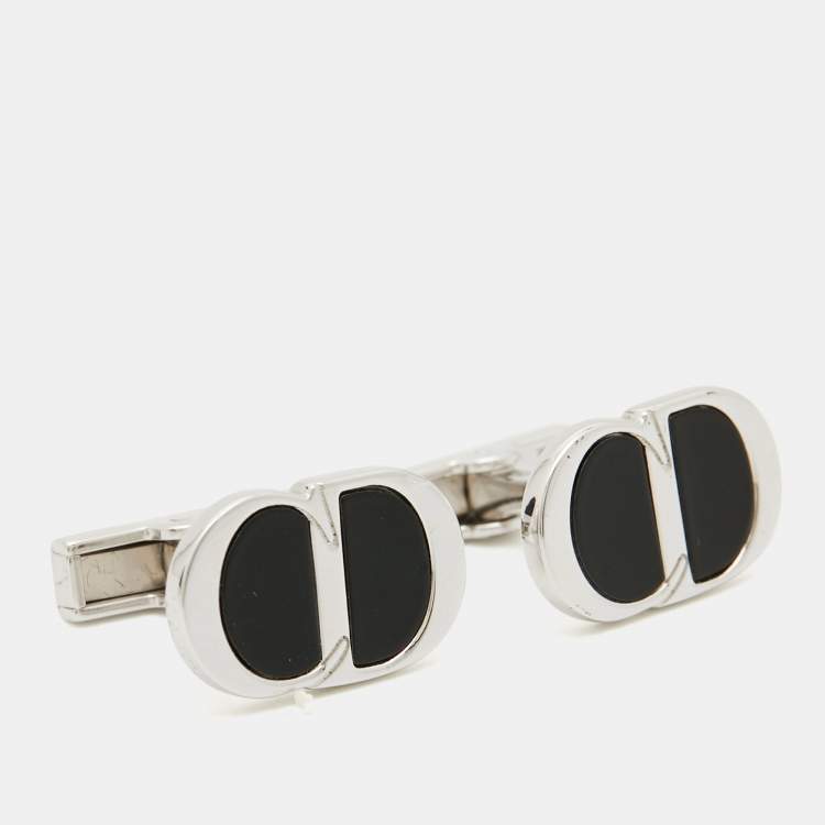 Pre Owned Dior CD Icon Resin Sterling Silver Cufflinks
