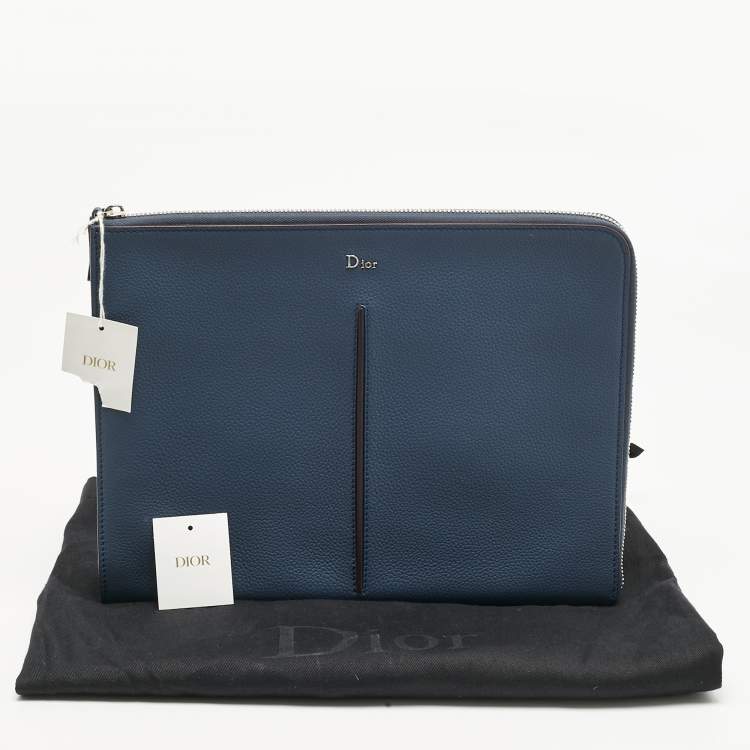 Pre Owned Dior Dark Blue Leather Document Case