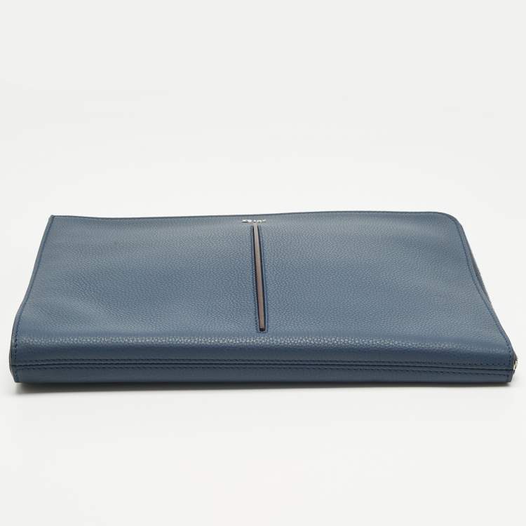 Pre Owned Dior Dark Blue Leather Document Case