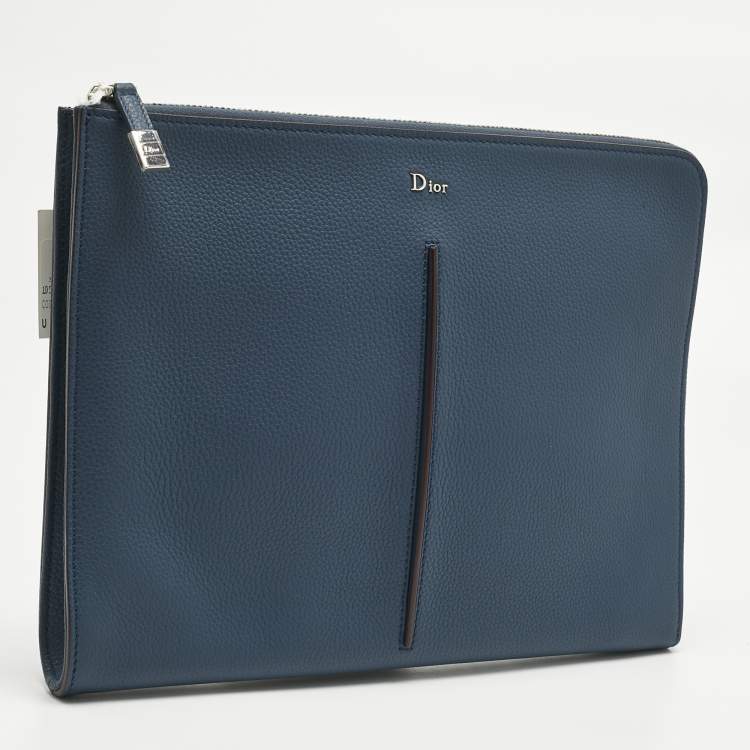 Pre Owned Dior Dark Blue Leather Document Case