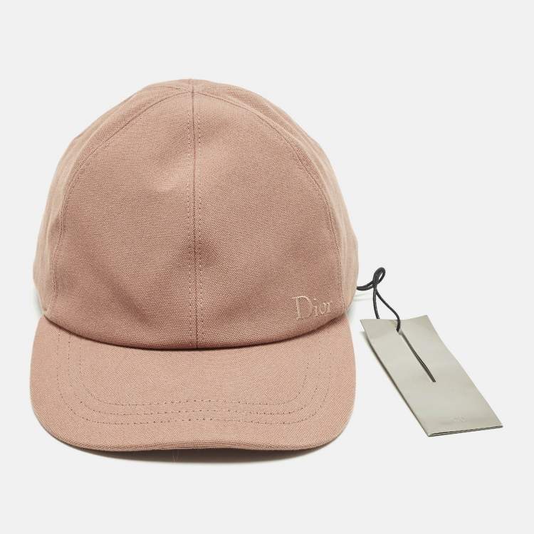 Pre Owned Dior Homme Pink Canvas Logo Embroidered Baseball Cap L