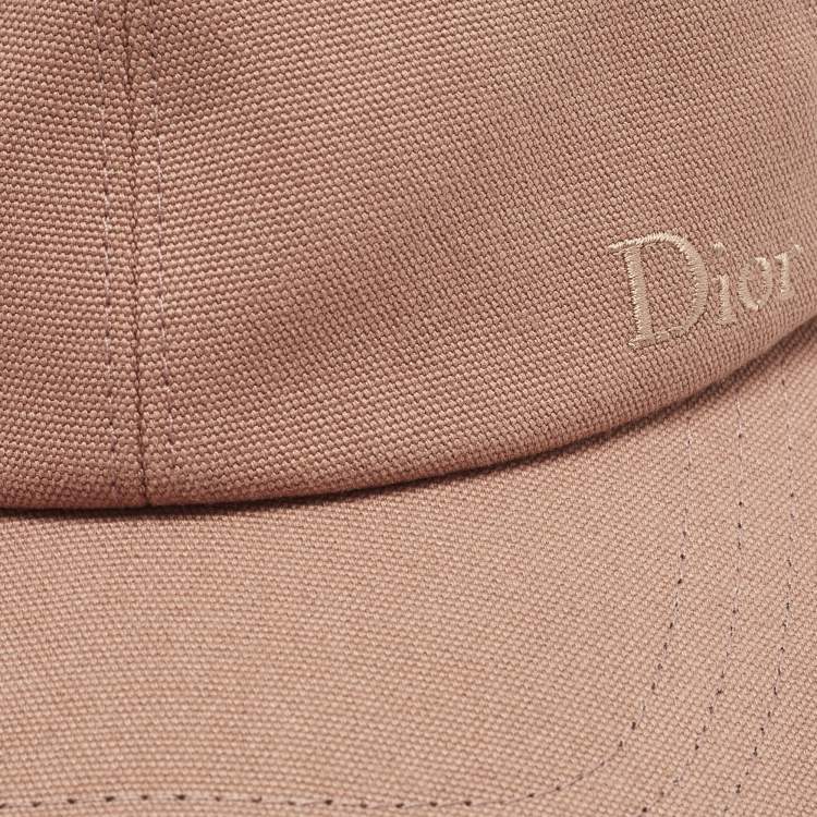 Pre Owned Dior Homme Pink Canvas Logo Embroidered Baseball Cap L