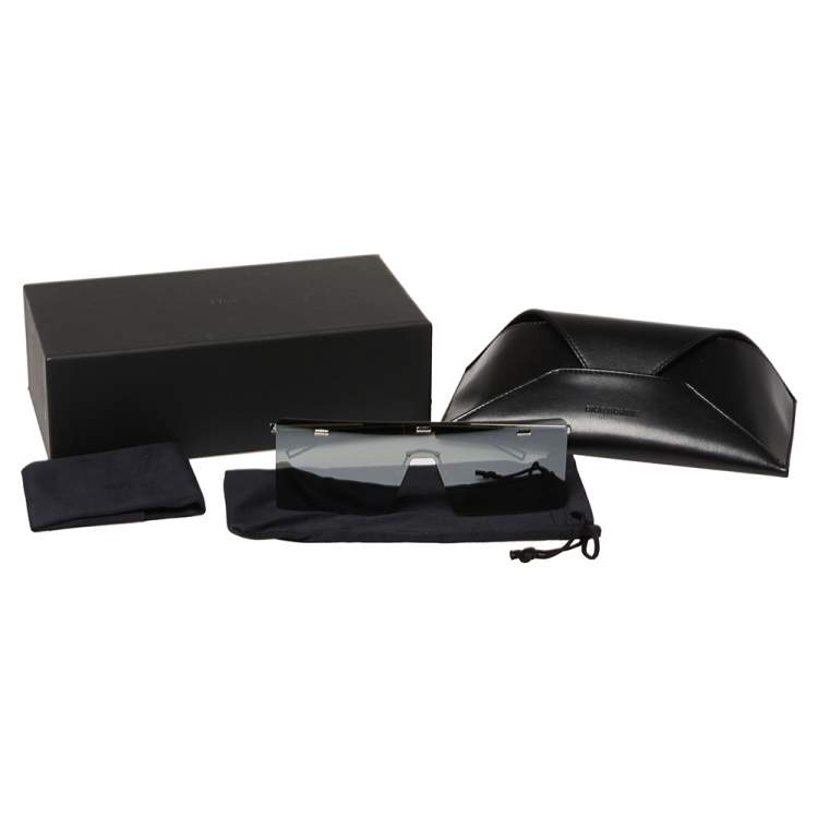 Pre Owned Dior Silver/Black Mirrored 0100T Hardior Square Shield Sunglasses