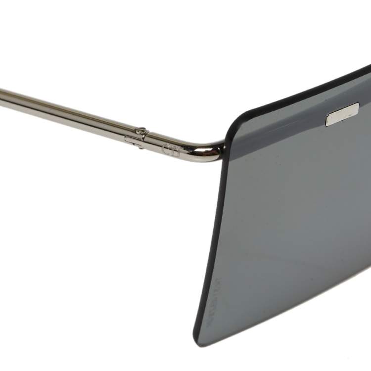 Pre Owned Dior Silver/Black Mirrored 0100T Hardior Square Shield Sunglasses