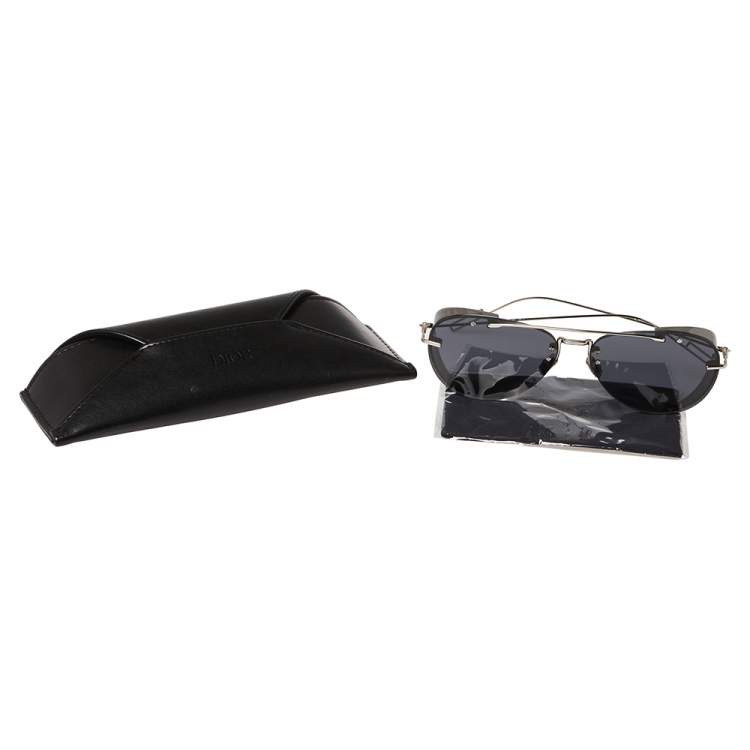 Pre Owned Dior Silver Tone/Grey 0102K Aviator Sunglasses