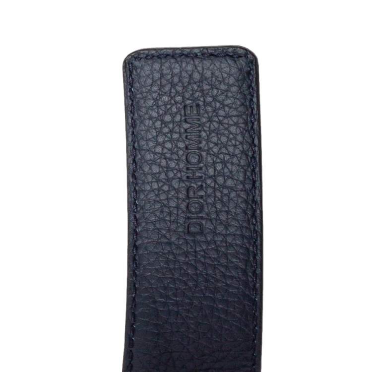 مملوكة مسبقًا Dior Black/Blue Leather Reversible Belt 120CM