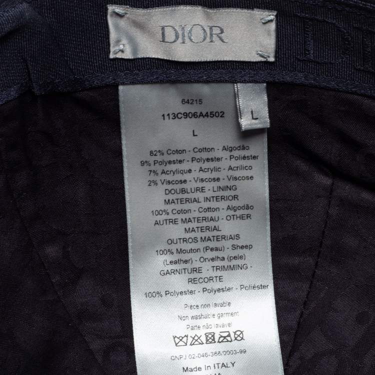 Pre Owned Dior Homme Navy Blue Oblique Jacquard Baseball Cap L