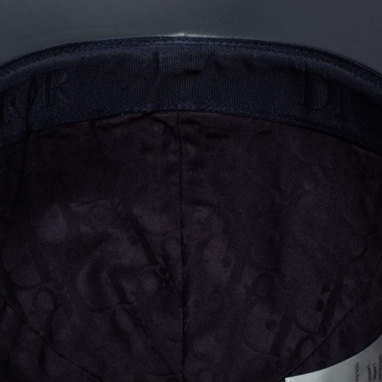 Pre Owned Dior Homme Navy Blue Oblique Jacquard Baseball Cap L