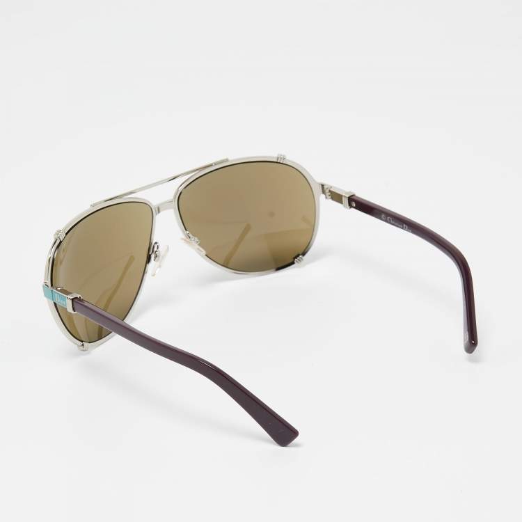 Pre Owned Dior Blue/Plum Mirrored 1QW3U Chicago 2 Aviator Sunglasses