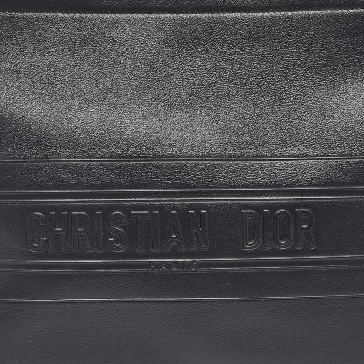 Pre Owned Dior Black Leather Medium Dior Stripe Pouch