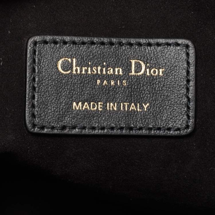 Pre Owned Dior Black Leather Medium Dior Stripe Pouch