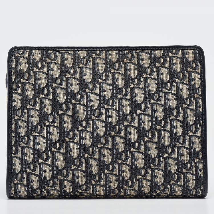 Pre Owned Dior Blue Oblique Jacquard Canvas 30 Montaigne Dea Pouch