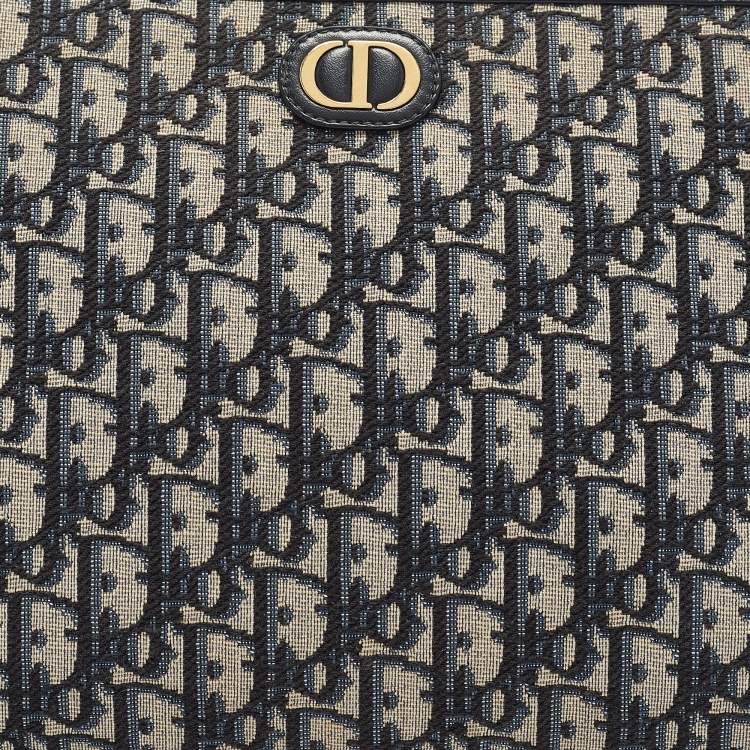 Pre Owned Dior Blue Oblique Jacquard Canvas 30 Montaigne Dea Pouch