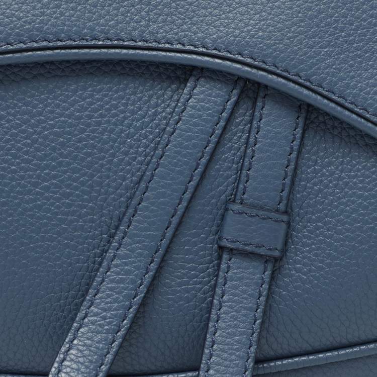 Pre Owned Dior Blue Leather Kim Jones Saddle Bag