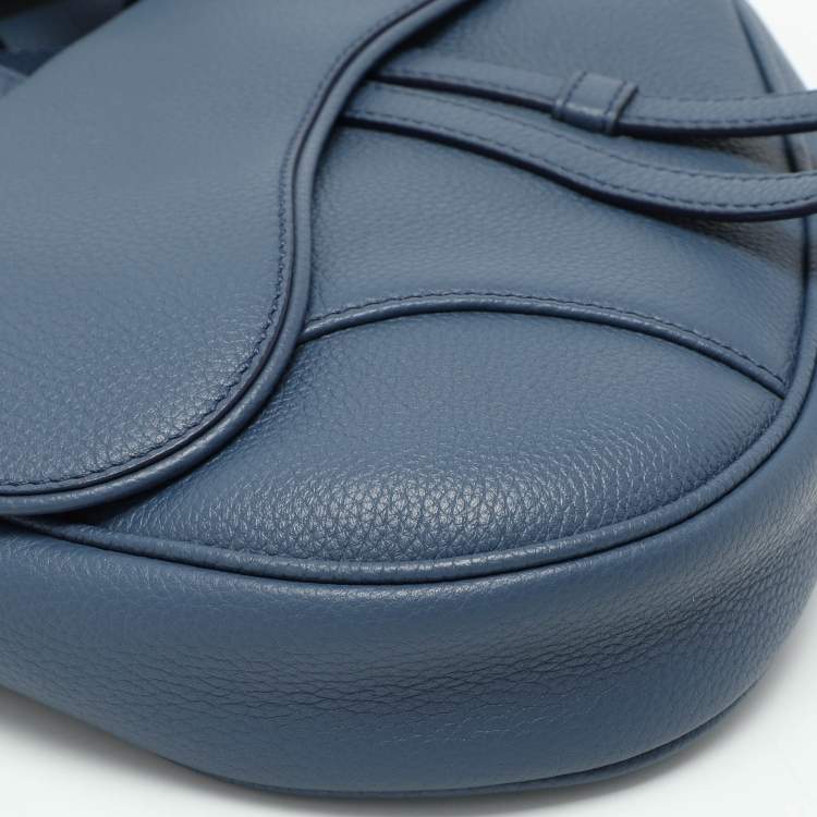 Pre Owned Dior Blue Leather Kim Jones Saddle Bag