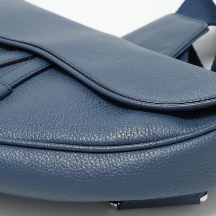 Pre Owned Dior Blue Leather Kim Jones Saddle Bag