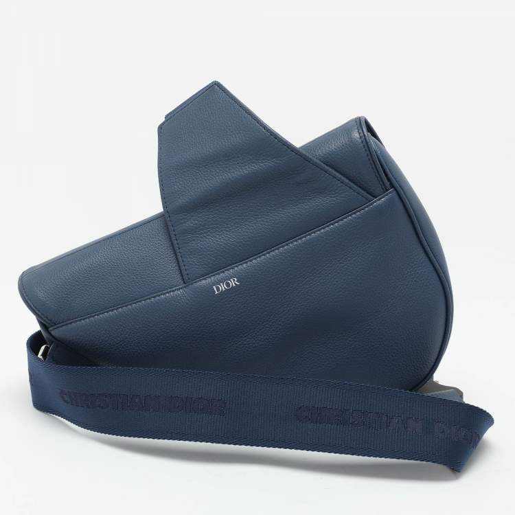 Pre Owned Dior Blue Leather Kim Jones Saddle Bag