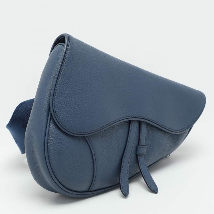 Pre Owned Dior Blue Leather Kim Jones Saddle Bag