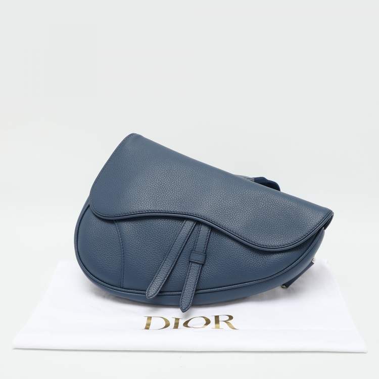Pre Owned Dior Blue Leather Kim Jones Saddle Bag