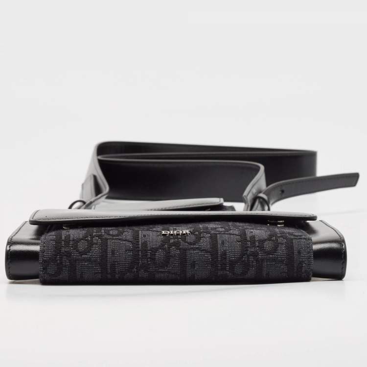 Pre Owned Dior Black Oblique Canvas and Leather Elite Pouch Crossbody Bag