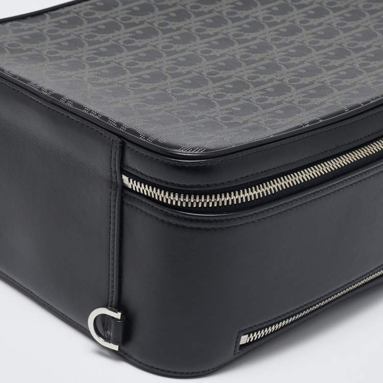 Pre Owned Dior Black Oblique Perforated Leather Galaxy World Tour Shoe Case
