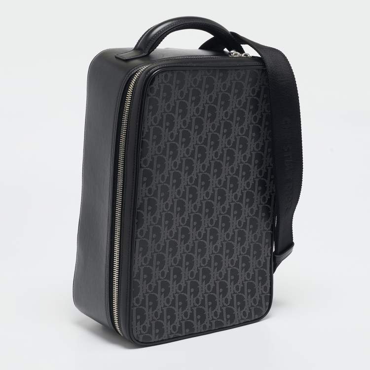 Pre Owned Dior Black Oblique Perforated Leather Galaxy World Tour Shoe Case