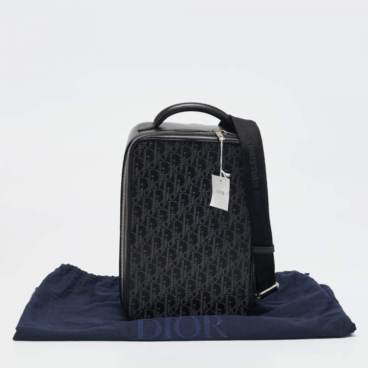 Pre Owned Dior Black Oblique Perforated Leather Galaxy World Tour Shoe Case